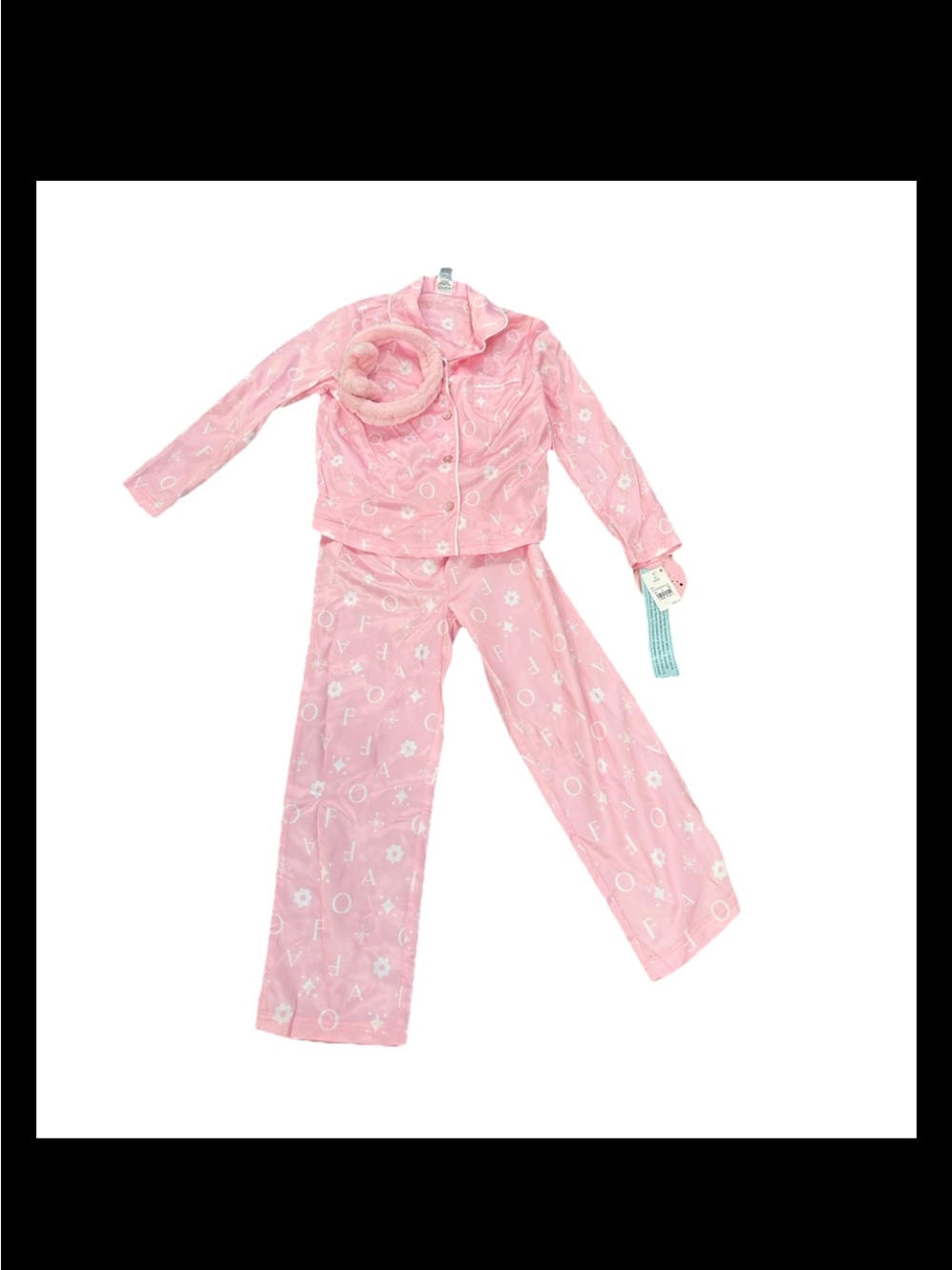 NWT Girls’ 2 piece FAO Schwarz Pink Pajama Set Long Sleeve with headband 6/6x